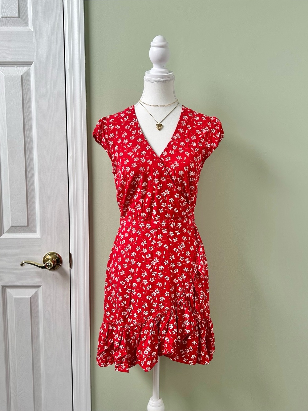 Red floral summer dress